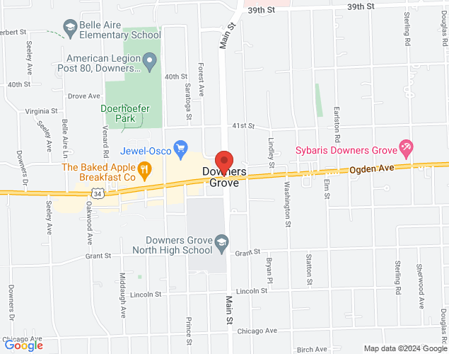 Map showing location at Various Locations, Downers Grove, IL