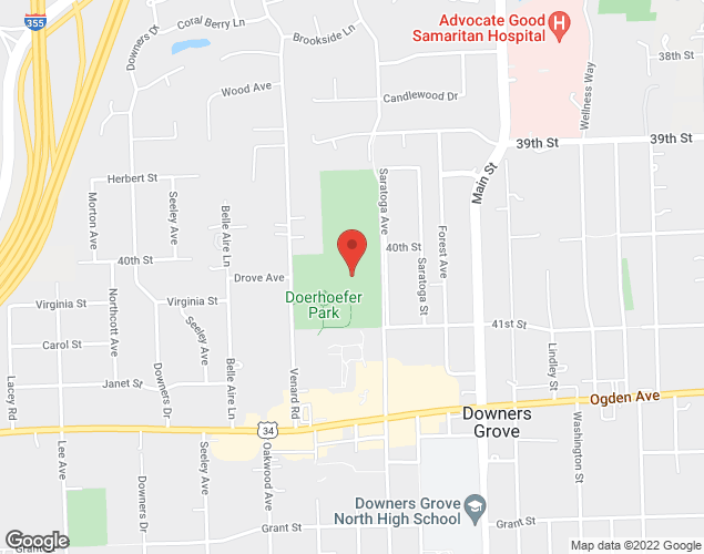Map showing location at 4101 Venard Avenue, Downers Grove, IL