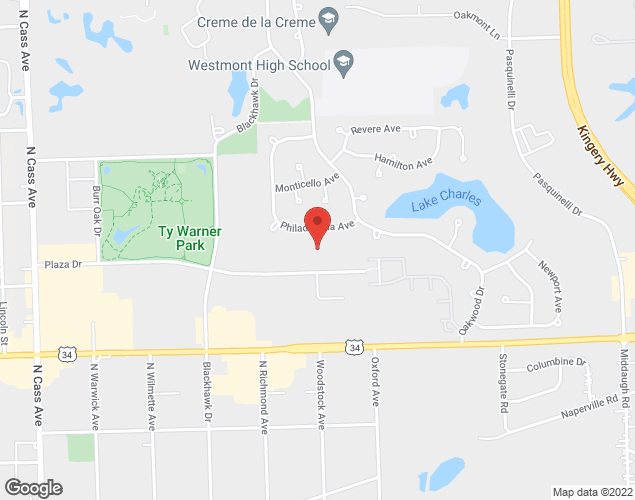 Map showing location at 424 Plaza Dr, Westmont, IL