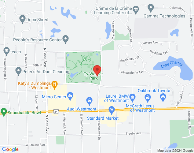 Map showing location at 700 Blackhawk Drive, Westmont, IL