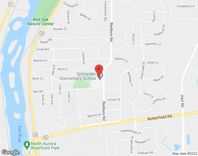 Map showing location at 304 Banbury Road, North Aurora, IL