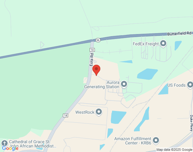 Map showing location at 2909 N Eola Road, aurora, IL