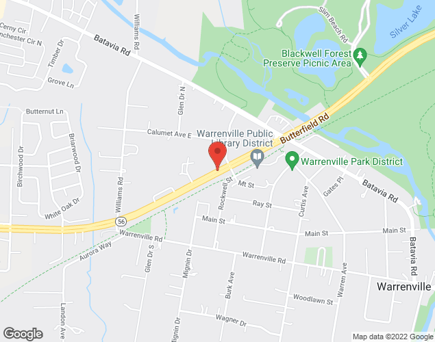 Map showing location at Route 25, 1 mile North of Route 56/Butterfield Rd., Batavia, IL