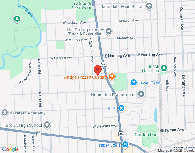 Map showing location at 132 West Oak Avenue, La Grange Park, IL