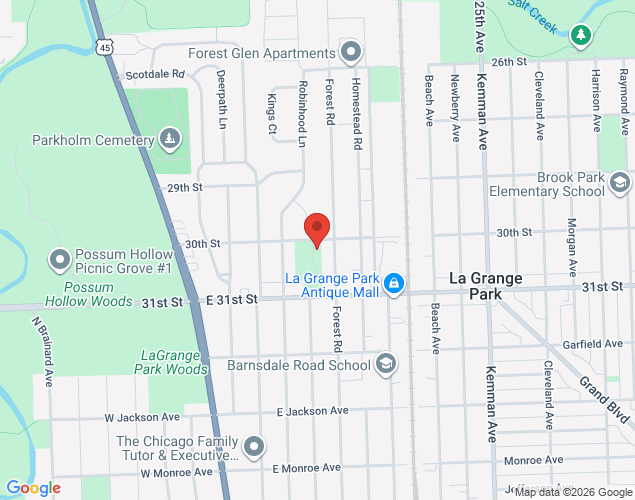 Map showing location at 538 30th Street, La Grange Park, IL
