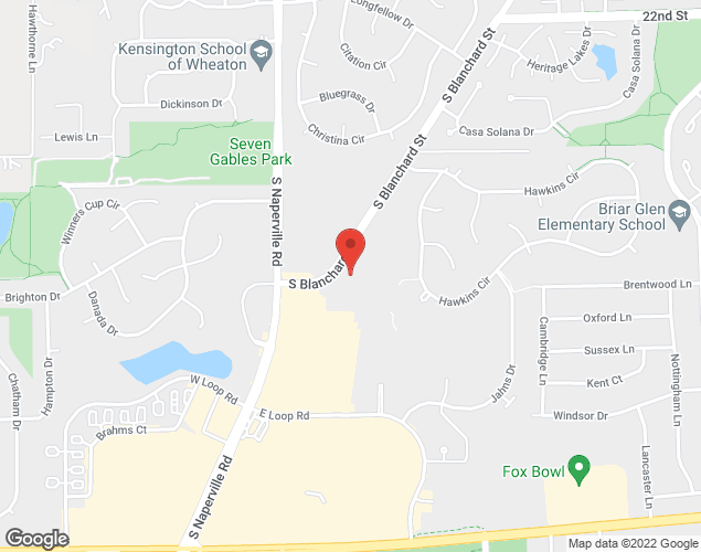 Map showing location at 1777 S. Blanchard, Wheaton, IL