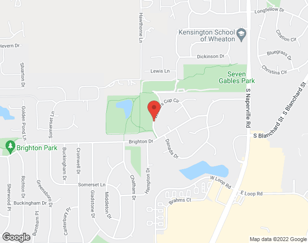 Map showing location at 39-43 Winners Cup Cir, Wheaton, IL