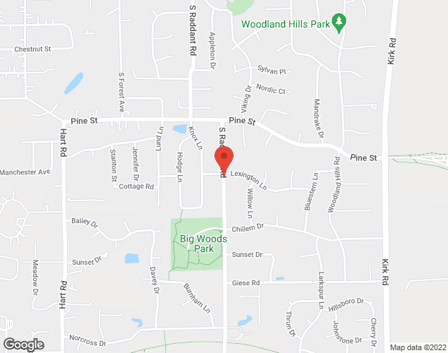 Map showing location at 1063 S Raddant Rd, Batavia, IL