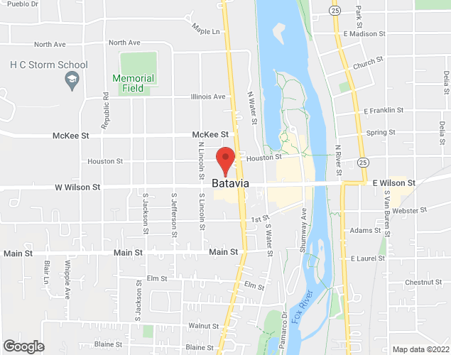Map showing location at 327 W Wilson Street, Batavia, IL
