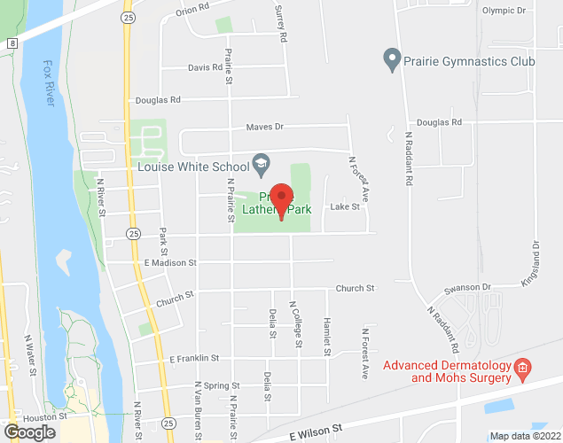 Map showing location at 601 Lathem Street, Batavia, IL
