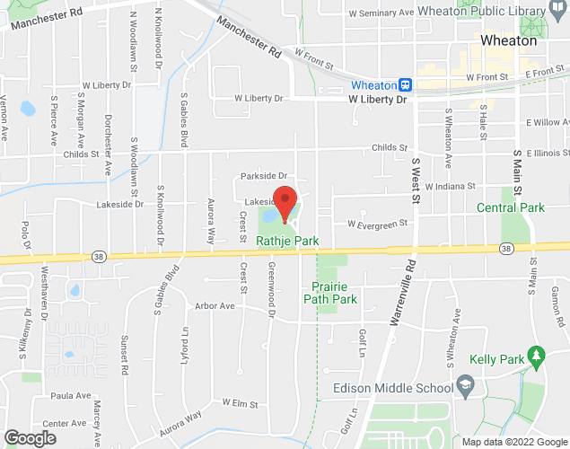 Map showing location at 616 Delles, Wheaton, IL