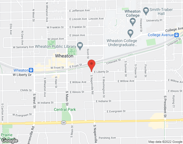 Map showing location at E Liberty Drive and S Naperville Road, Wheaton, IL