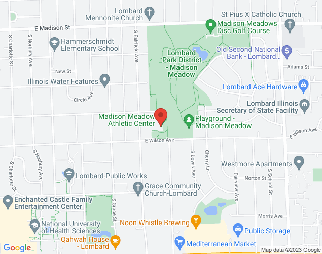 Map showing location at 500 E. Wilson Ave., Lombard, IL