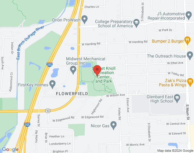 Map showing location at 820 S. Finley Road, Lombard, 