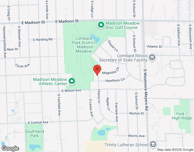 Map showing location at Grace St. & Central Ave., Lombard, IL