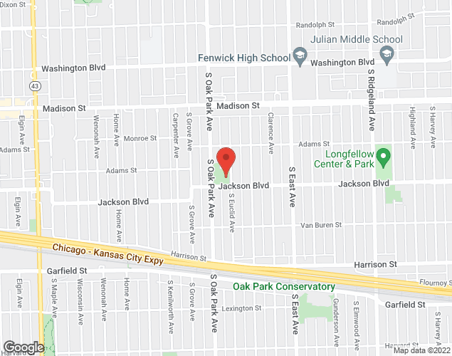 Map showing location at 624 S Oak Park Ave, Oak Park, IL