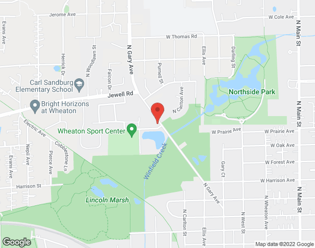 Map showing location at 825 W Prairie, Wheaton, IL