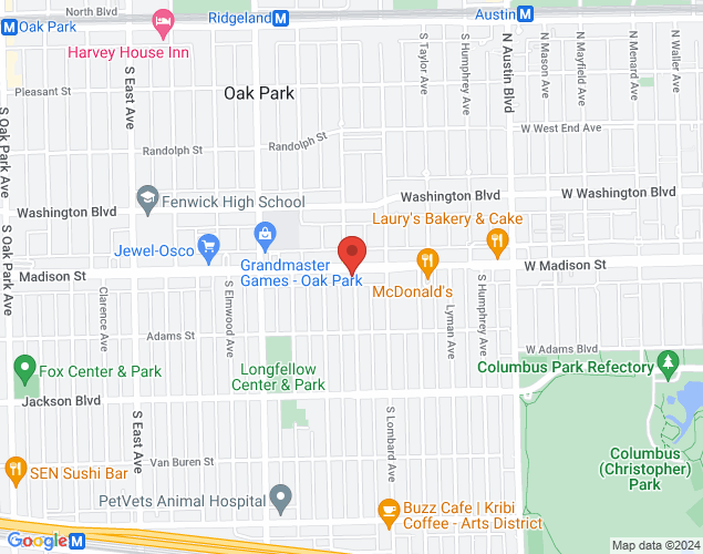 Map showing location at 229 Madison Street, Oak Park, IL