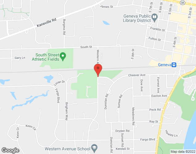 Map showing location at Cheever & Western Avenue, Geneva, IL