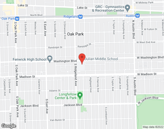 Map showing location at 416 S Ridgeland, Oak Park, IL