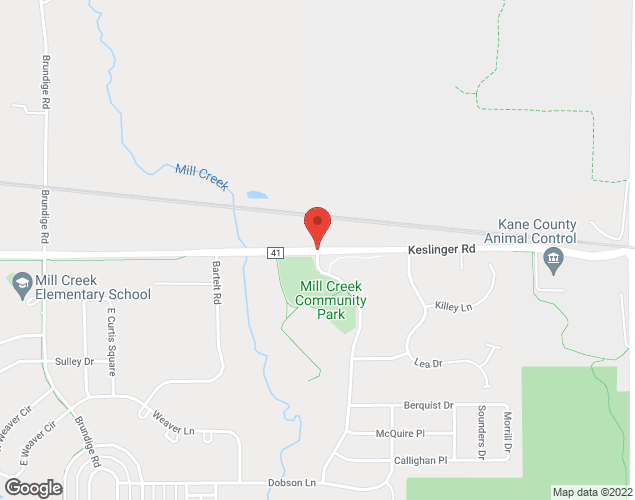 Map showing location at Keslinger Rd. & Prairie Clover Dr., Geneva, IL