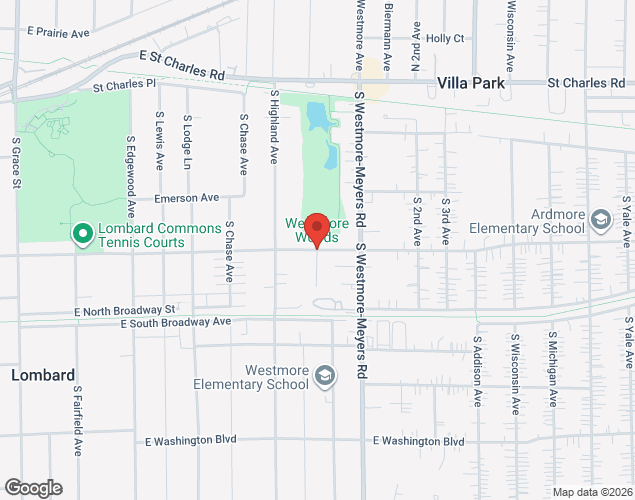 Map showing location at E Maple St &, S Ahrens Ct, Lombard, IL 60148, Lombard, 