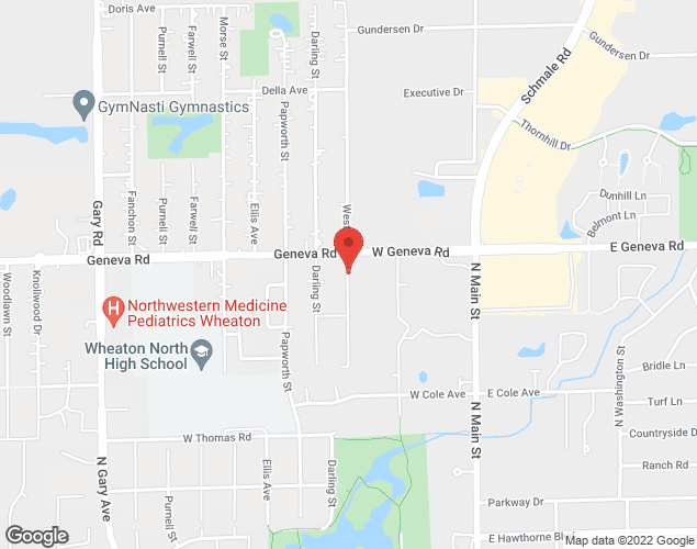 Map showing location at 1509 West Street, Wheaton, IL