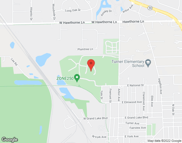 Map showing location at 201 W National Street, West Chicago, IL