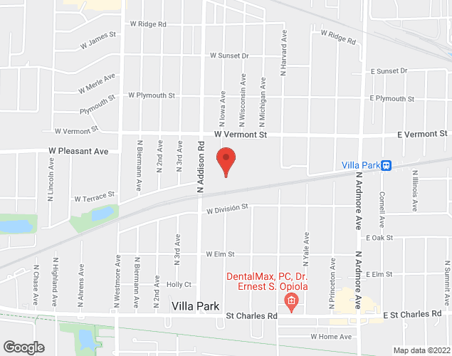 Map showing location at 338 N. Iowa Ave., Villa Park, IL