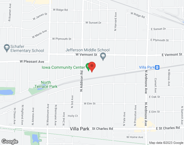 Map showing location at 338 N. Iowa Ave., Villa Park, IL