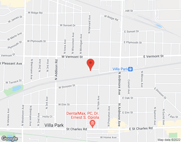 Map showing location at 341 N. Harvard Ave., Villa Park, IL