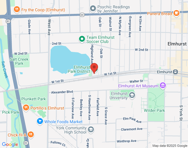Map showing location at 375 W. First St., Elmhurst, IL