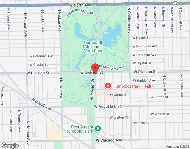 Map showing location at 1400 N Sacramento Ave, chicago, IL