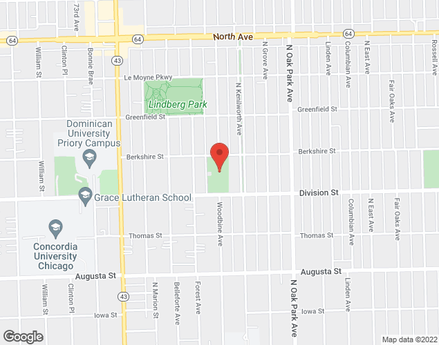 Map showing location at 935 Woodbine, Oak Park, IL