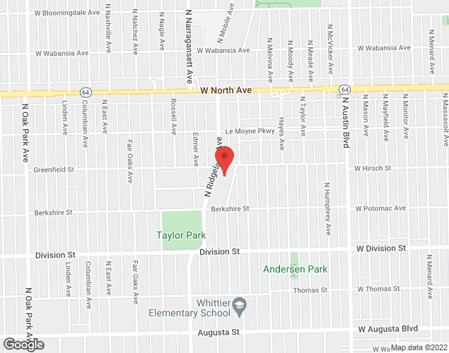 Map showing location at 1000 N Ridgeland Ave, Oak Park, IL