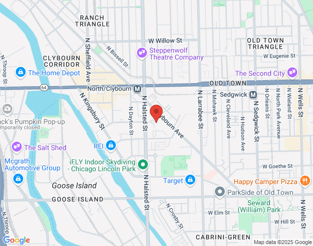 Map showing location at 1457 N Halsted St, Chicago, IL