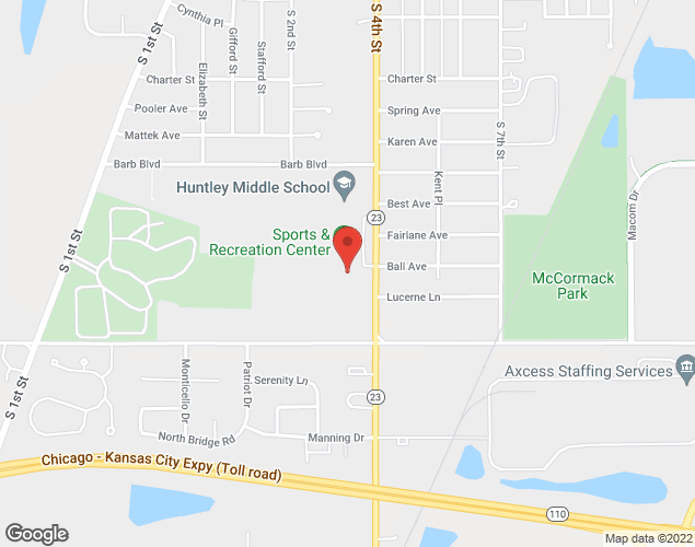 Map showing location at 1765 S. 4th Street, DeKalb, IL