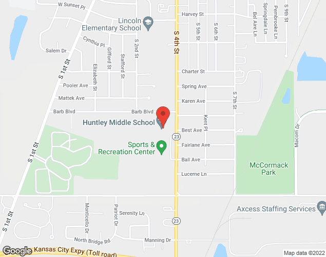 Map showing location at 1403 Sycamore Road, DeKalb, IL