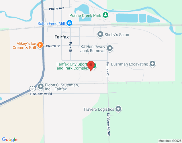 Map showing location at 625 Linn Street, Fairfax, IA