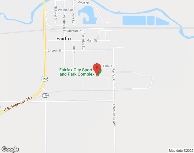 Map showing location at 625 Linn St, Fairfax, IA