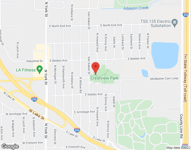 Map showing location at 245 E Crestview Ave, Elmhurst, IL