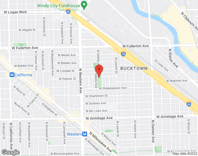 Map showing location at 2200 N Oakley Ave, chicago, IL