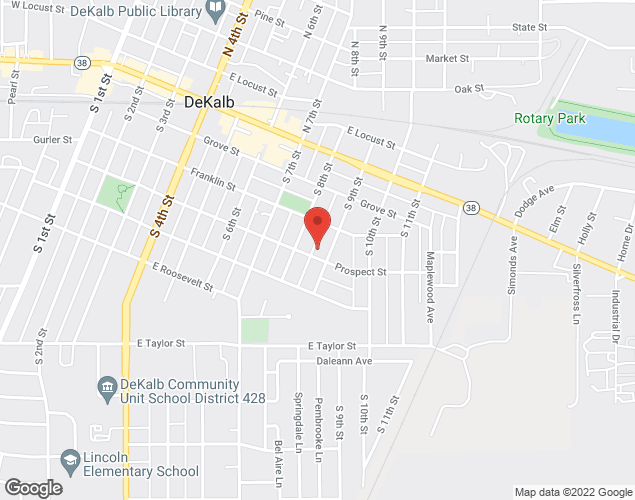 Map showing location at 303 S. 9th Street, DeKalb, IL
