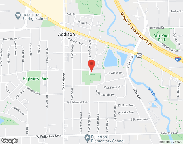 Map showing location at 25 S. Michigan, Addison, IL