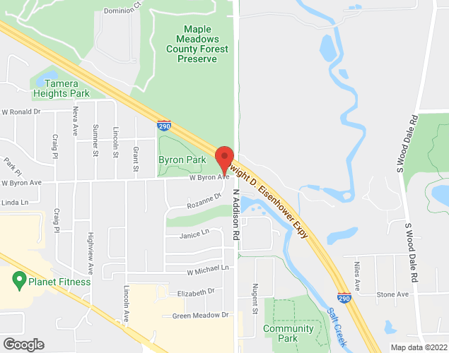 Map showing location at 100 W. Byron, Addison, IL