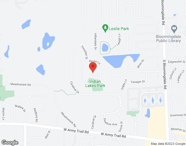 Map showing location at 256 Bob White Court, Bloomingdale, IL