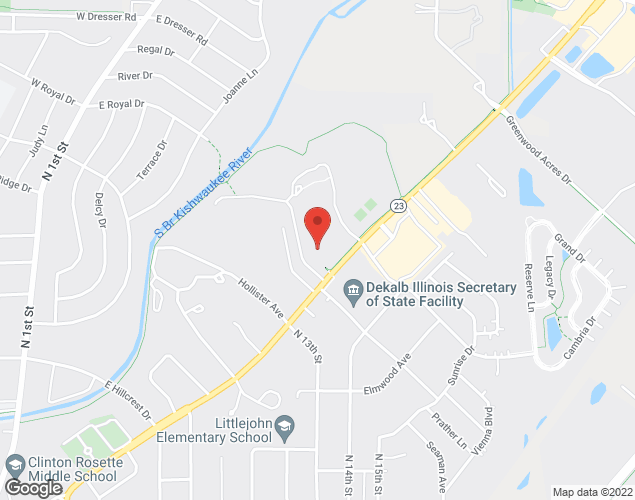 Map showing location at 1403 Sycamore Road, DeKalb, IL