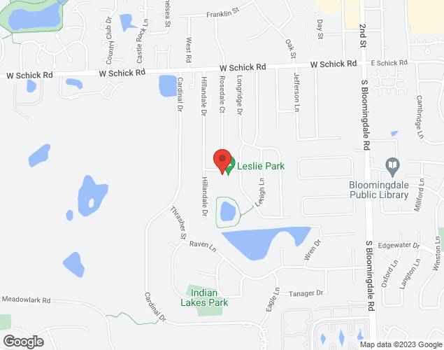 Map showing location at 170 Leslie Lane, Bloomingdale, IL