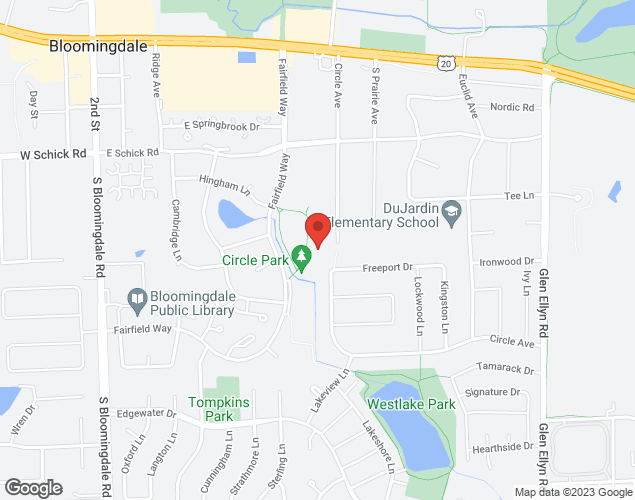 Map showing location at 172 S Circle Ave, Bloomingdale, IL
