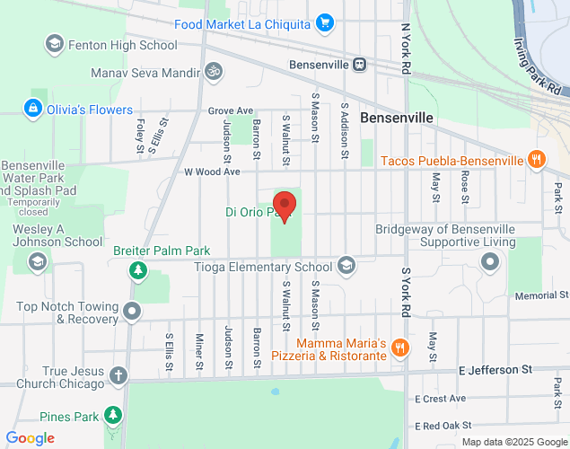 Map showing location at 241 Barron St, Bensenville, IL